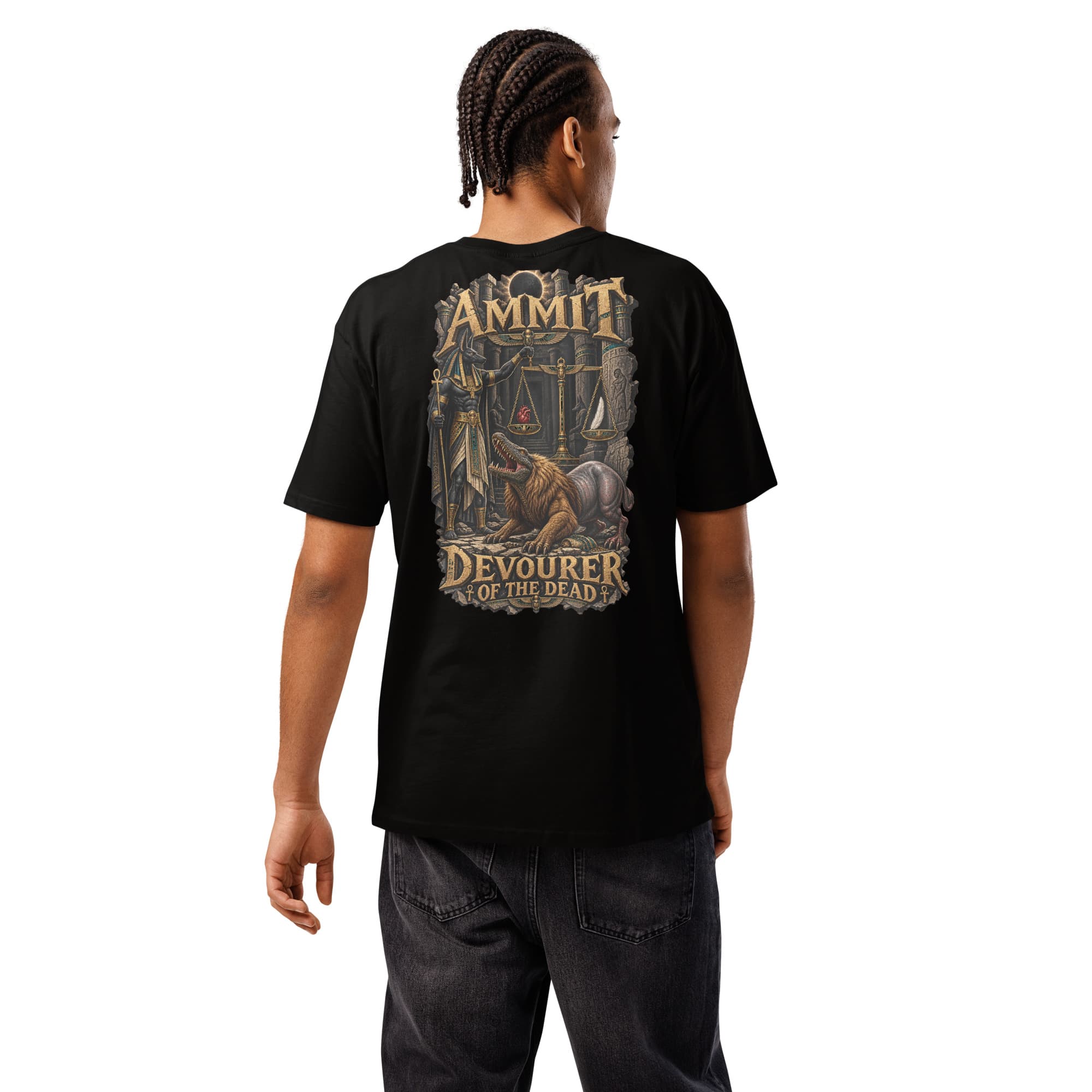 Ammit T-Shirt, Black, Back, worn
