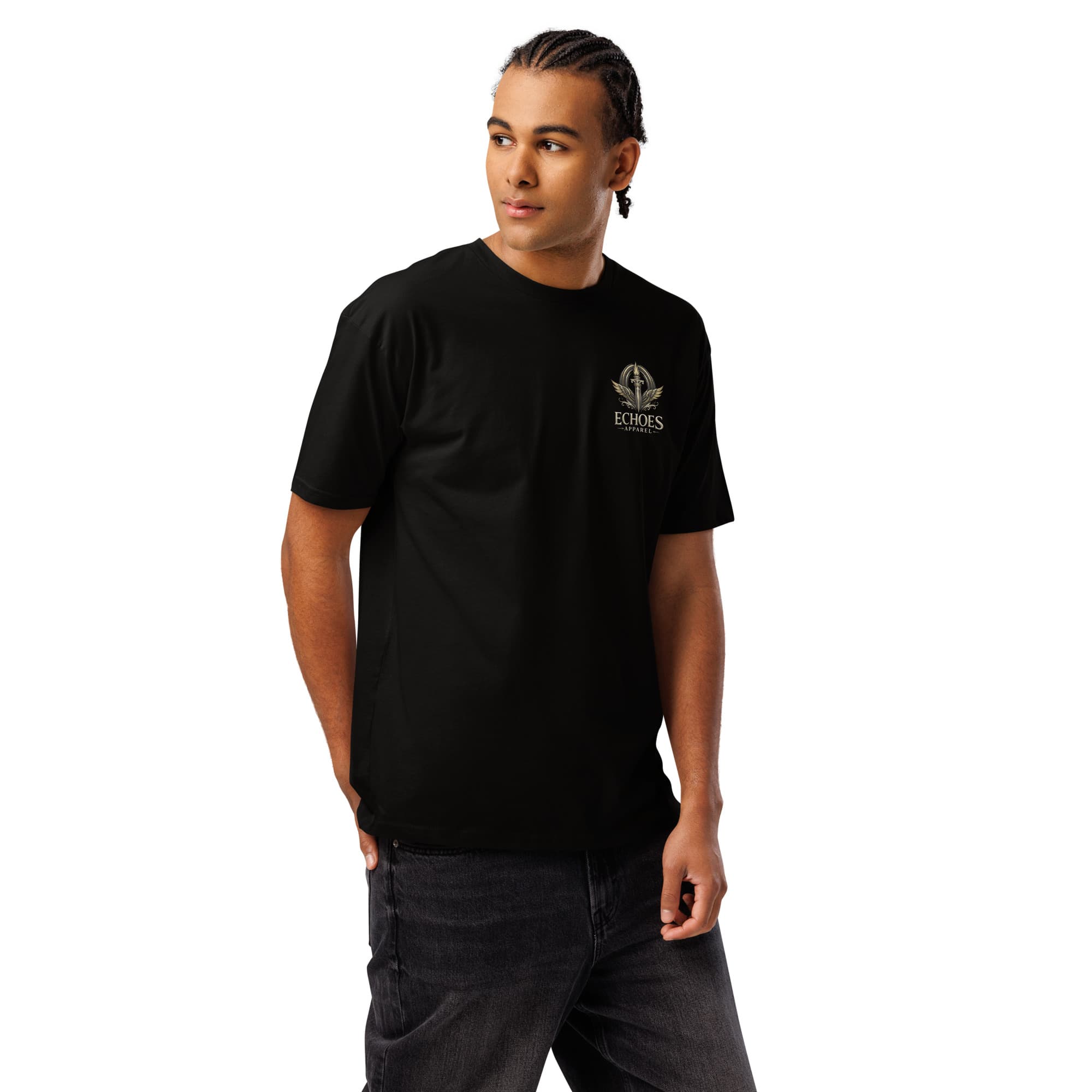 Charon T-Shirt, Black, Front, worn