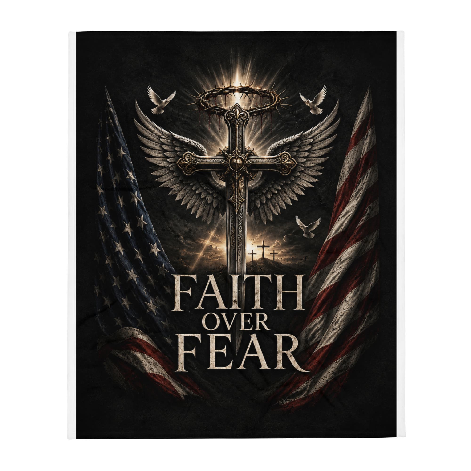 Faith Over Fear Throw Blanket, Natural