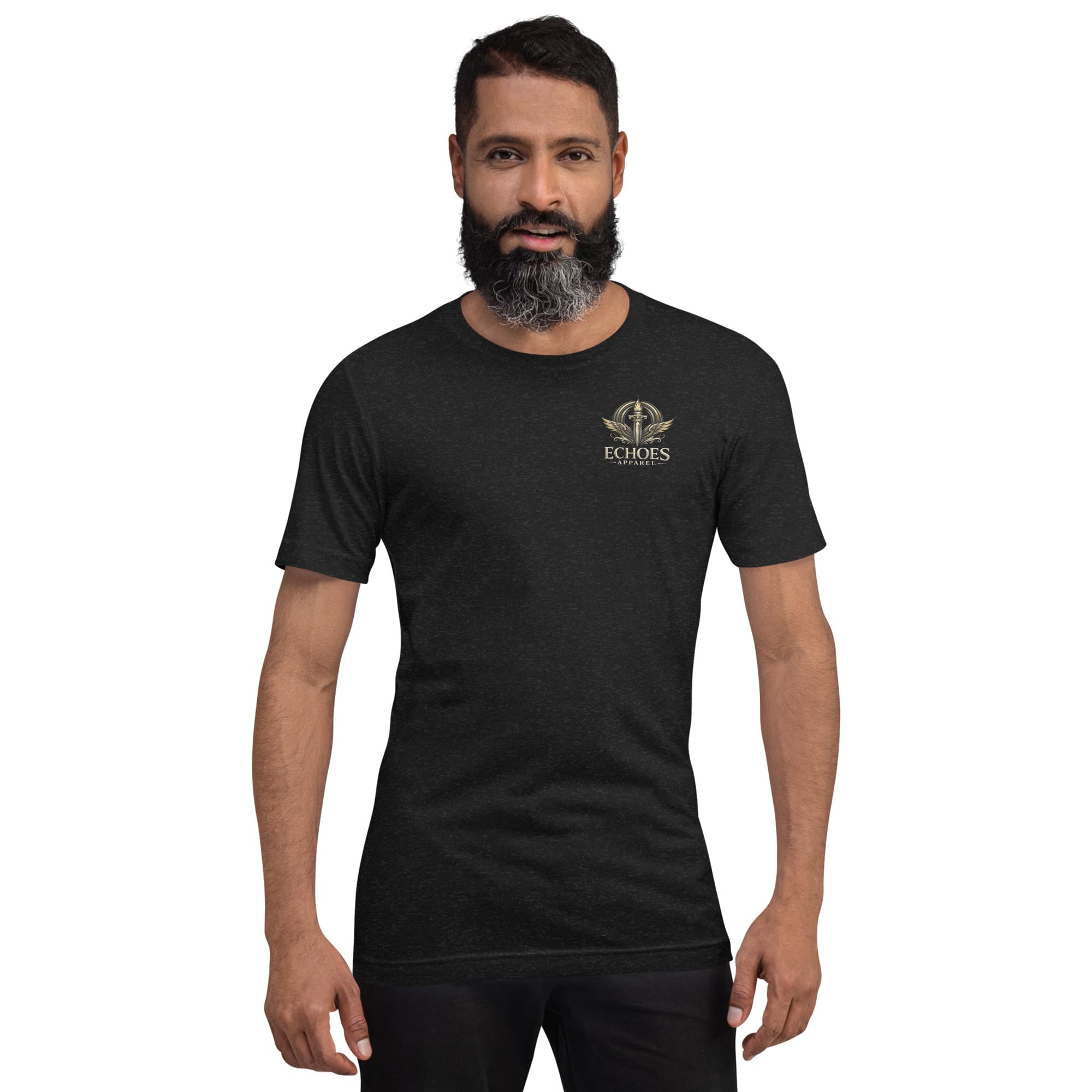 Headless Horseman T-Shirt, Black Heather, Front, worn