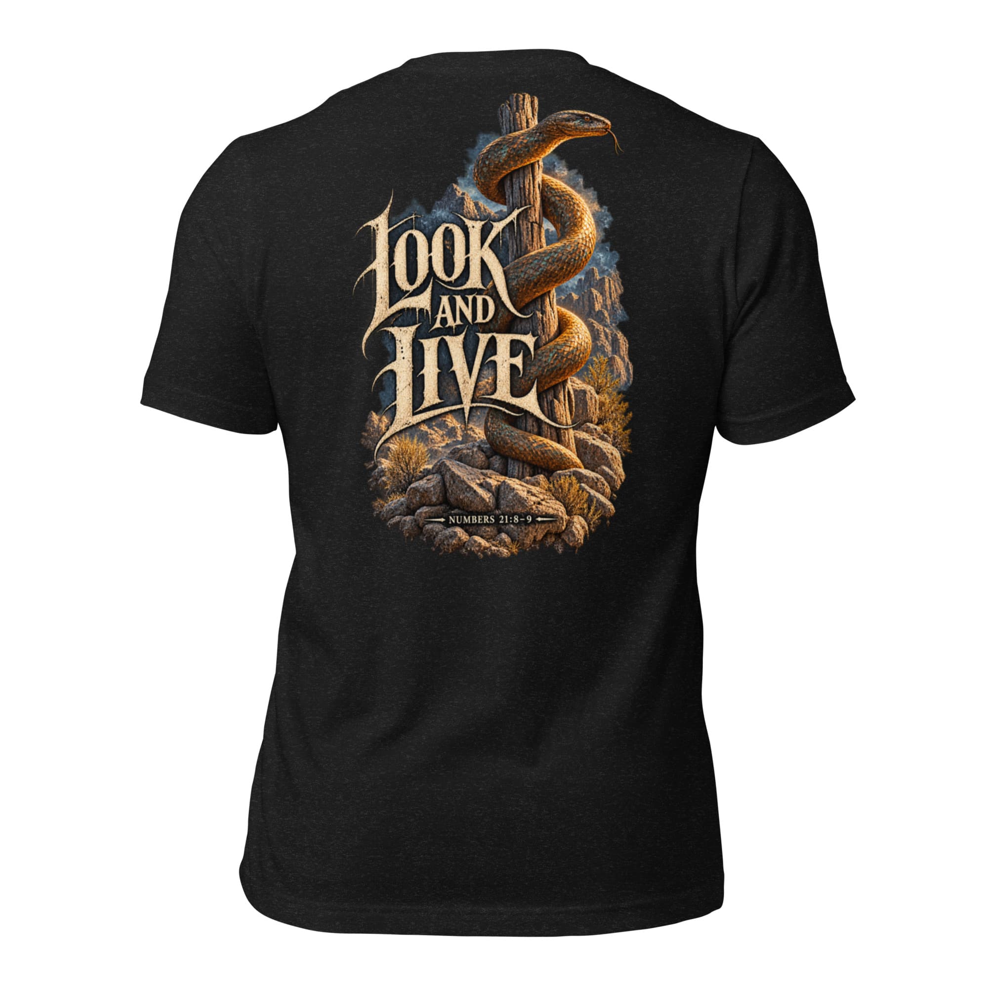 Look and Live T-Shirt, Black Heather, Back