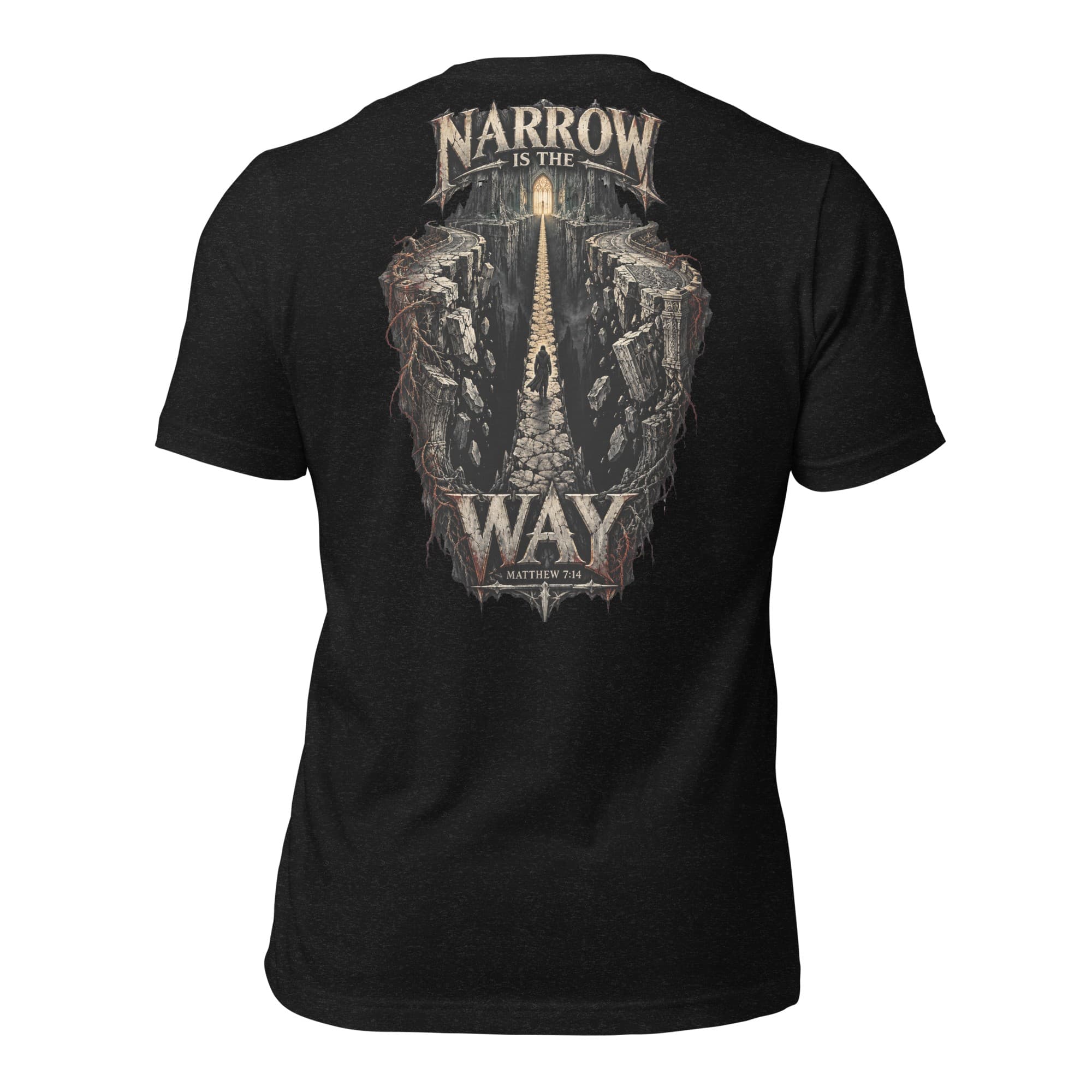 Narrow Is The Way T-Shirt, Black Heather
