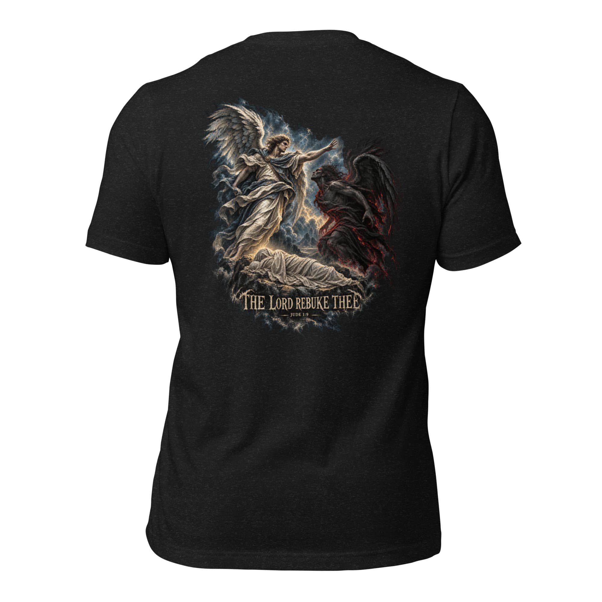 The Lord Rebuke Thee T-Shirt, Black Heather, Back
